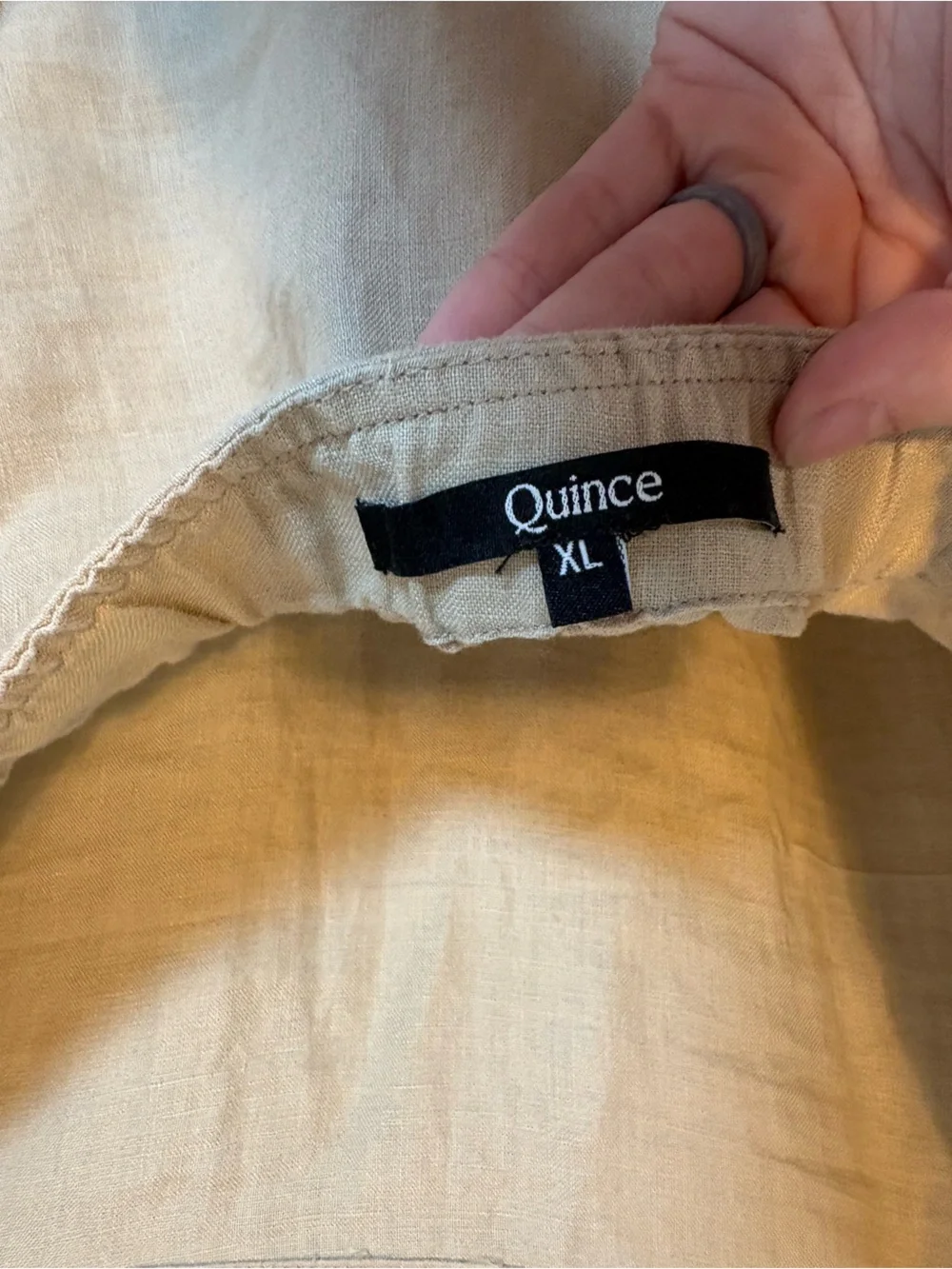 Quince 100% European Linen Square Neck Jumpsuit Neutral Tan